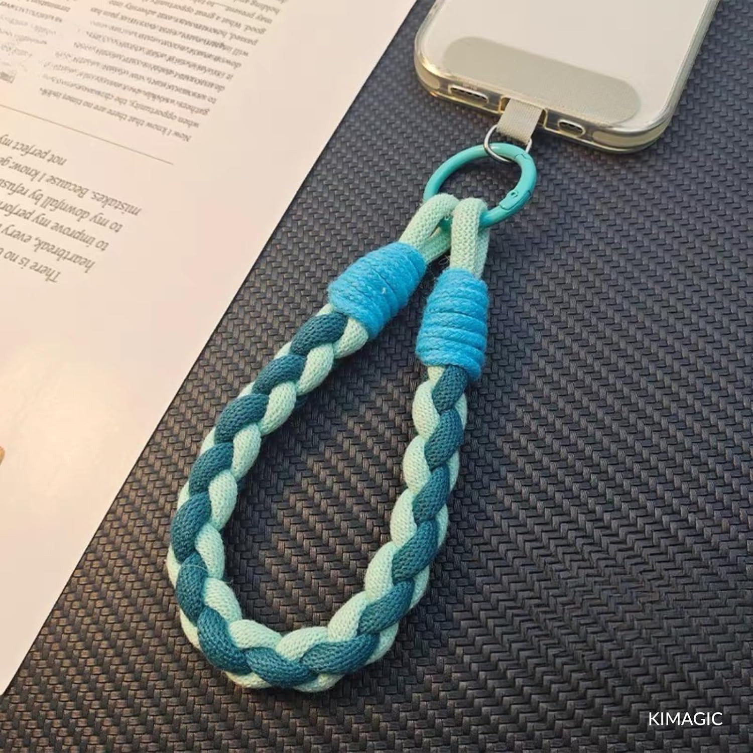 KIMAGIC Korean Dopamine Woven Phone Wrist Strap - Handmade Thickened Phone Lanyard, Anti-Drop Hands-Free Charm