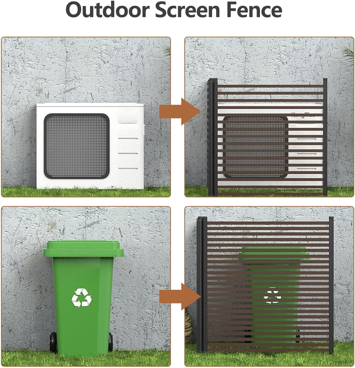 Privacy Fence Panels for Outdoor, 48”h x 106”w, 3-Panel Rustproof Metal Decorative Garden Barrier, Easy Install, Expandable Animal Proof Fence for AC Unit, Pool, Trash Can and Equipment Enclosure