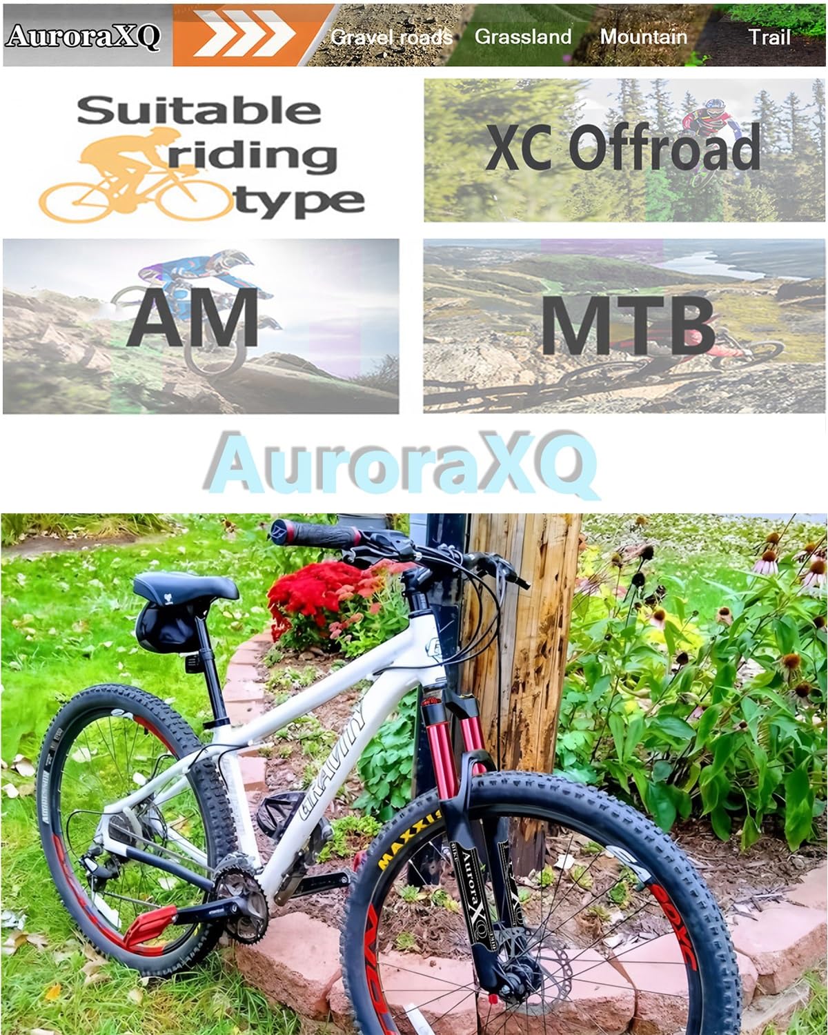 AuroraXQ Widelec Amortyzowany do Roweru Górskiego 26/27,5/29 Cali, Przedni Widelec MTB Air o Skoku 120mm, z Regulacją Odbicia do MTB/Trail/AM/XC(Tapered Manual Lockout,27,5 cala)