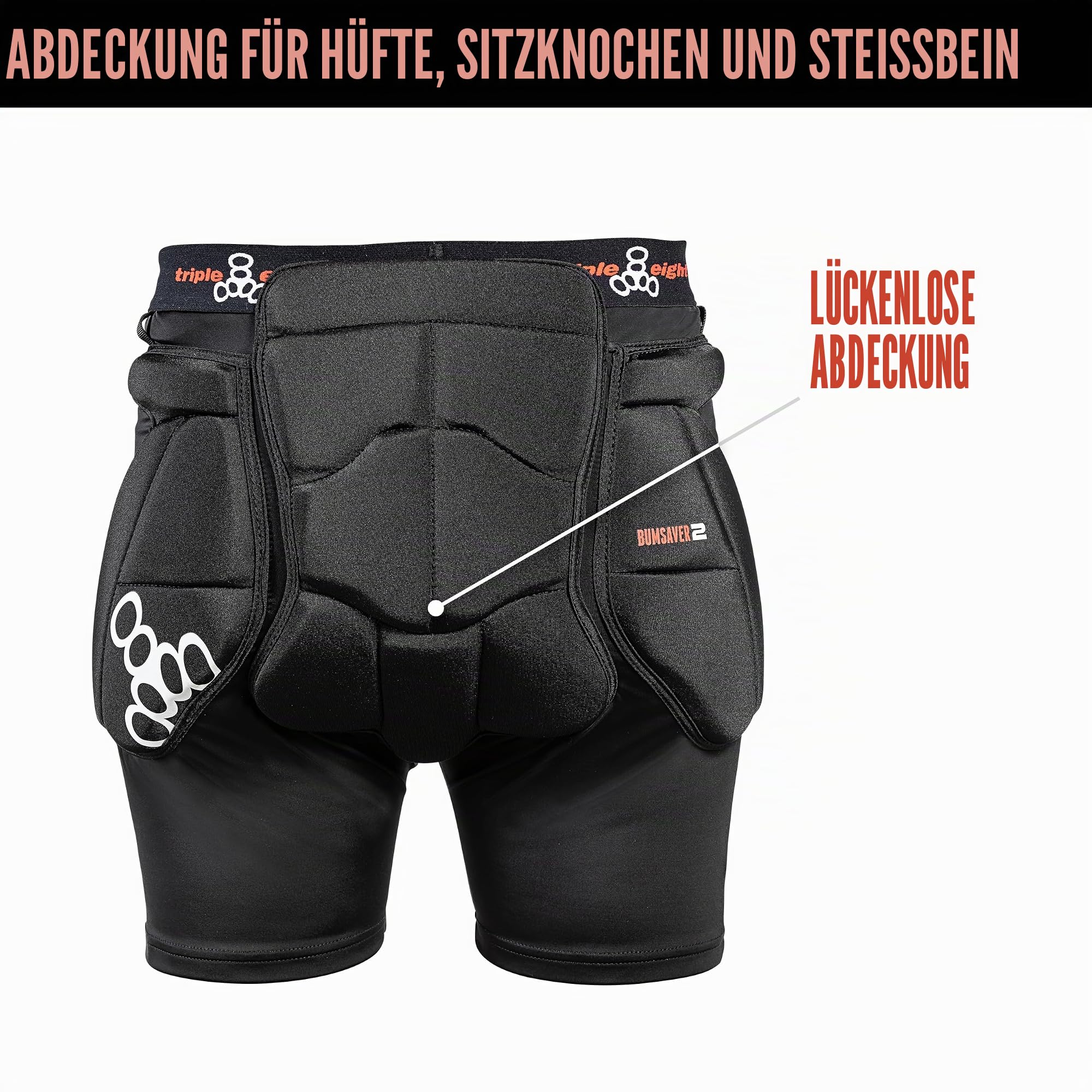 Triple Eight Bumsaver 2 Gepolsterte Shorts für Skateboarden, Snowboarden und Skifahren