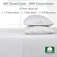 Vista 3 de CALIFORNIA DESIGN DEN 5-Star Hotel 600 Thread Count 100% Cotton, Soft & Smooth Queen Sheet Set with Deep Pockets, Quality Beats Egyptian Cotton 26