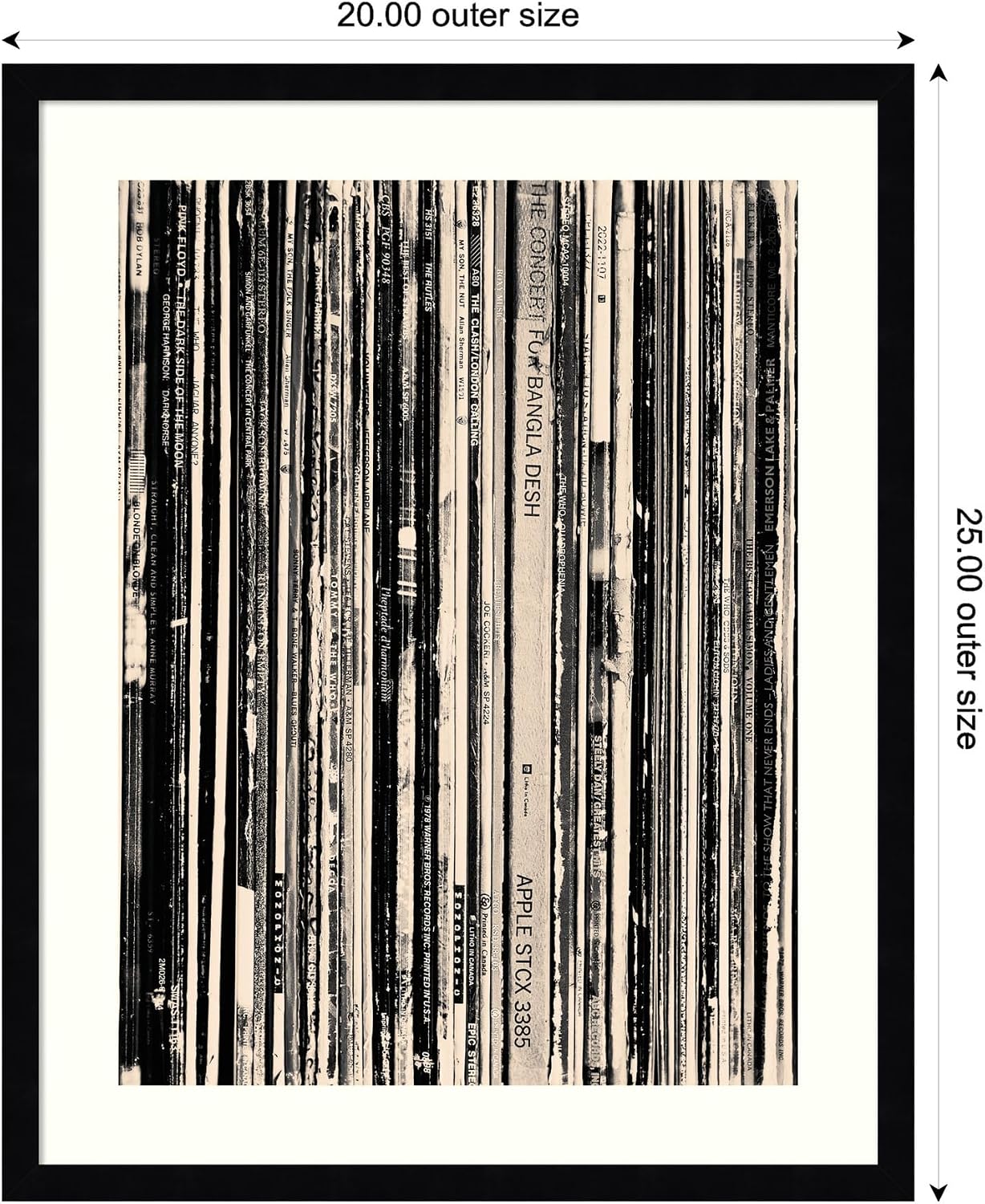 Kate and Laurel Framed Wall Art Print 33 RPM Black and White by Robert Cadloff, 20 x 25, Svelte Noir Black Frame, Vintage, Entertainment Art for Wall Decor