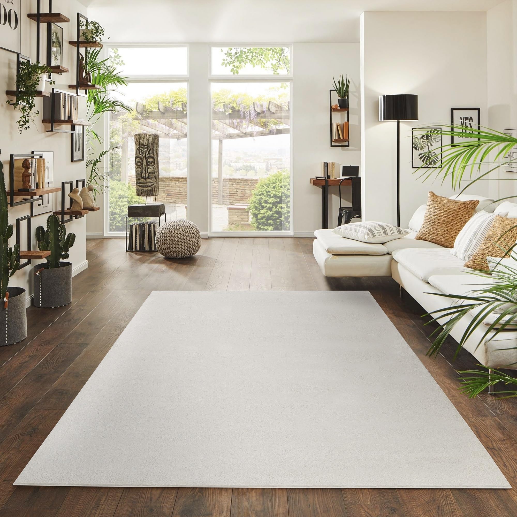 Jimri Fashion4Home Alfombra salón - Alfombra Monocolor, Alfombra Lisa para habitación Infantil, Dormitorio, Estudio, despacho, Pasillo y Cocina - Alfombra Pelo Corto Blanco-Crema, tamaño: 120x170 cm