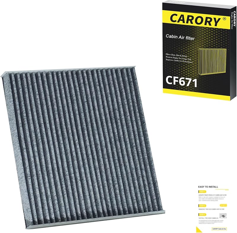 Filtro de cabine com carvão ativado Carory CF11671 para RAM, Jeep Wagoneer, Grand Wagoneer e Mazda – 1 unidade