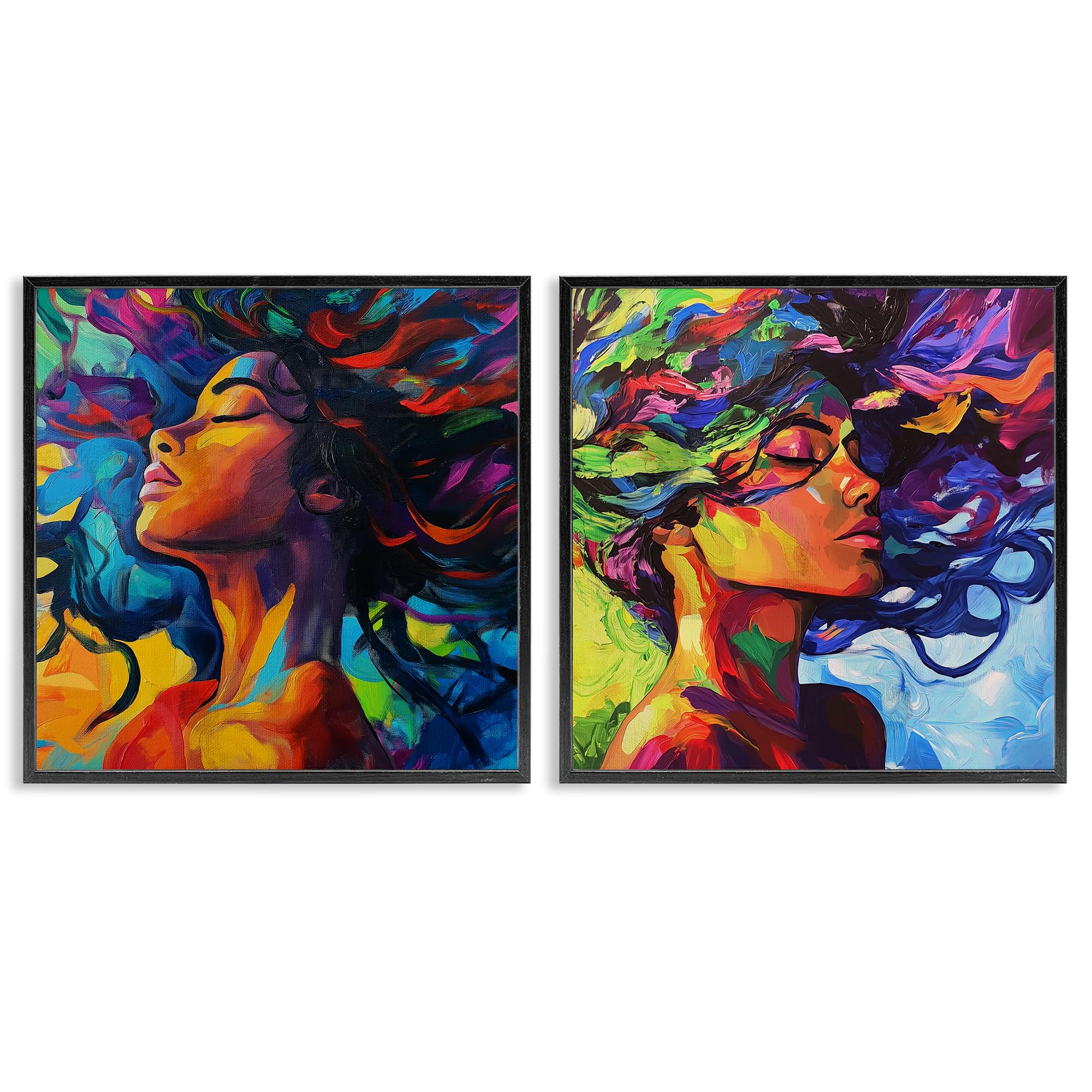 Stupell Industries Midnight Black (Textured) Radiant Flow Of Colors, 24 X 24 Inch Framed Giclée Print Set