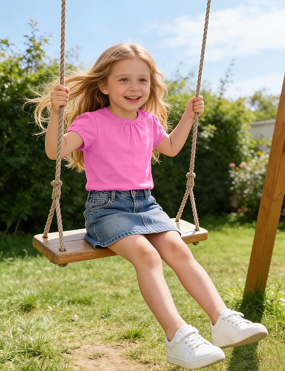 3 Pack Toddler Girls Short Sleeve Shirts Pleated Neck Cotton T-Shirts Baby Girl Summer Tee Tops Size 18M-5T - Image 3