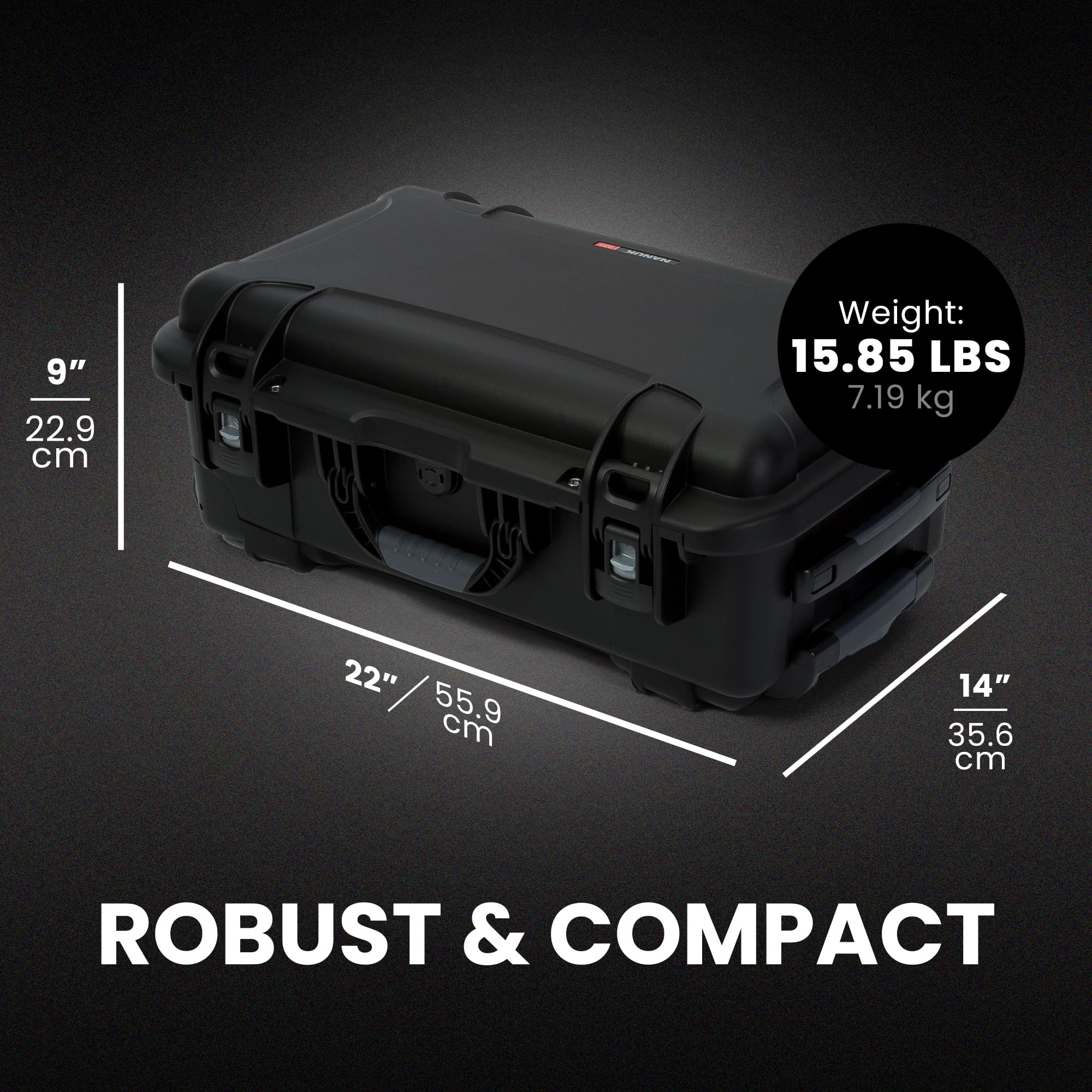 NANUK Media Series 935 Custodia rigida impermeabile con ruote N-Cubik 13L inserto e coperchio organizer, nero, Nero, Custodia