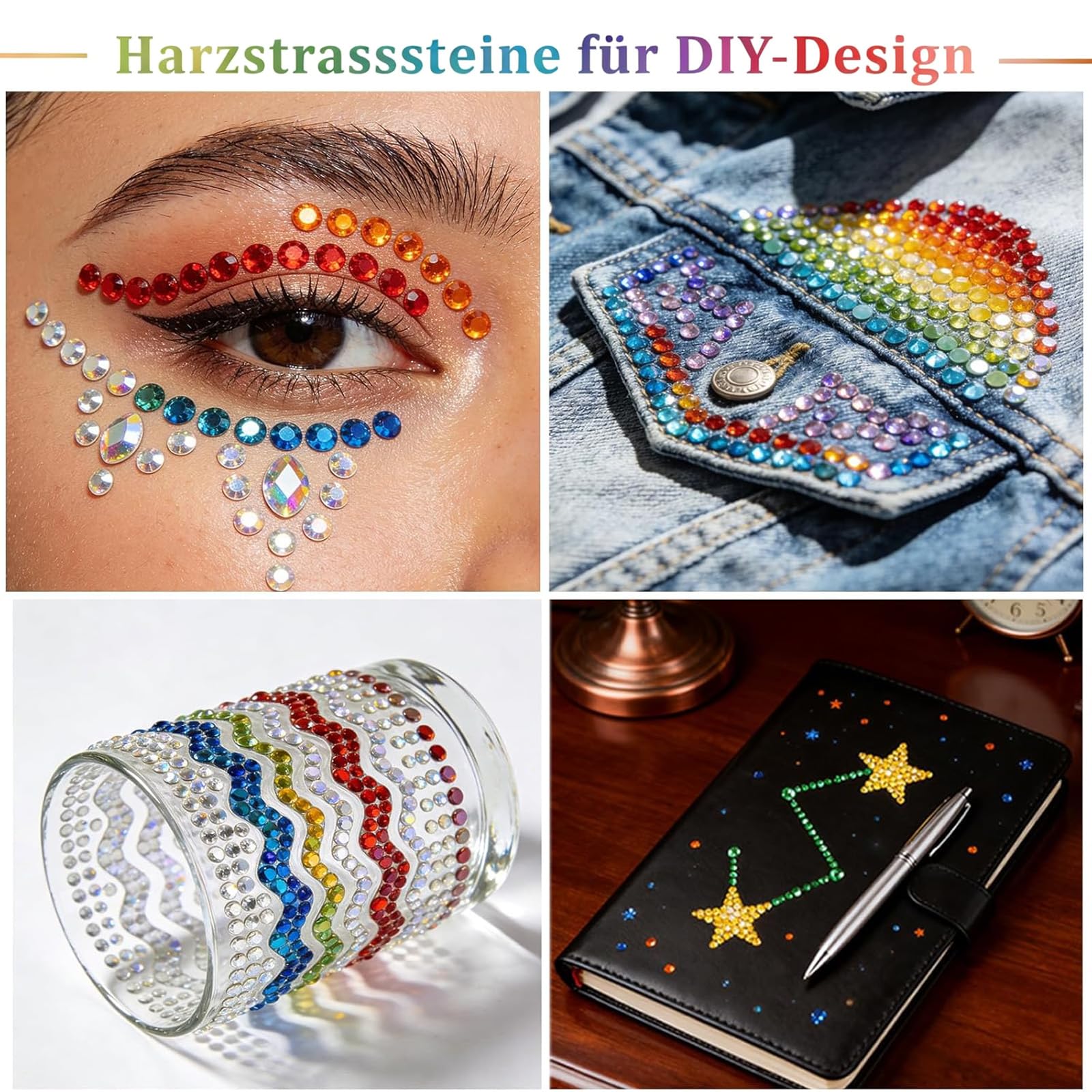 3500 Bedazzler Kit With Glue, 24 Farben 3mm 4mm Strasssteine Nägel, Flatback Rhinestones mit Glue Pinzette und Stift, Glitzersteine zum Basteln, Glitzer Steine für Nägel Textilien
