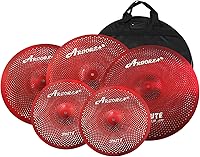 Vista 19 de Paquete de platillos de bajo volumen con juego de silenciadores negros de 25,4 cm splash + 35,6 cm hi-hat + 40,6 cm crash + 45,7 cm crash + 50,8 cm