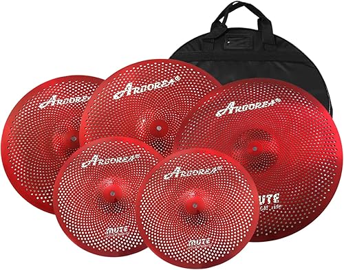 Miniatura 15 de Bajo Volumen Platillos Pack Silencio Set Negro 10 "splash+14" hi-hat+16" crash+18" crash+20" ride 6 piezas platillos de tambor con una bolsa libre