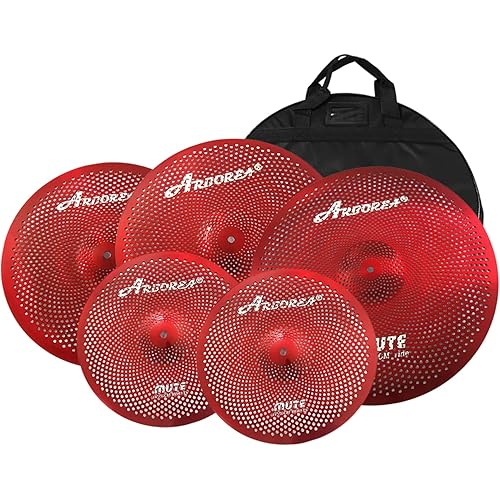 Arborea Low Volume Cymbal Pack - 14" Hi Hat, 16" & 18" Crashes, 20" Ride, 5-Piece Set with Free Cymbal Bag & Practice Mute