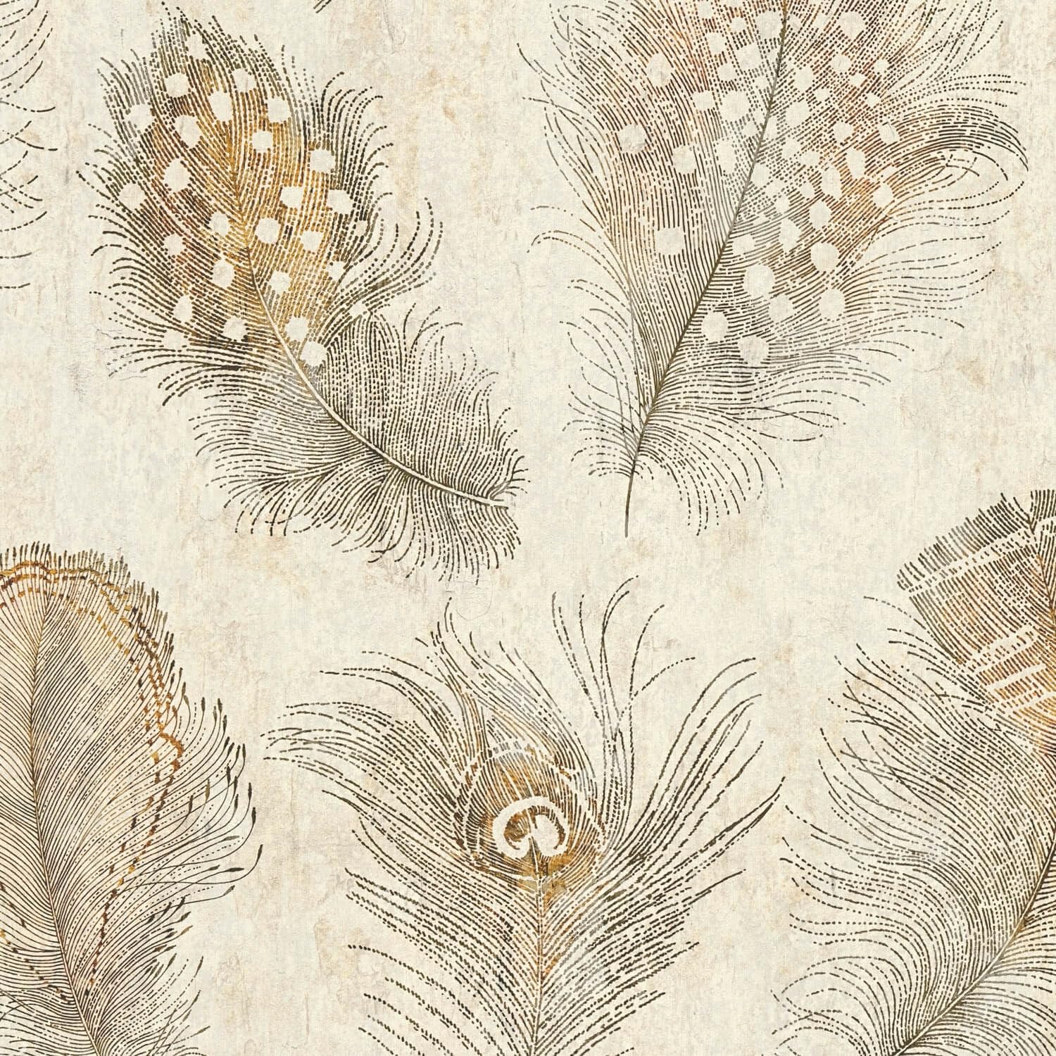 Papier peint plumes intissé TNT Profhome 791865-GU rouleau 5,33 m2