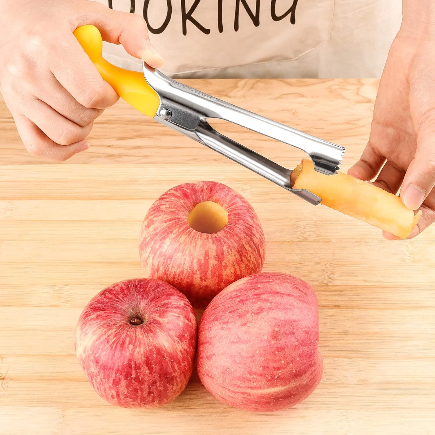 Asdirne Premium Apple Corer, Food-Grade Stainless Steel Blade, Sturdy Ergonomic Handle, Easy to Use, Sharp and Durable, for Removing Cores of Apples and Pears, 6.9Inch, Yellow : Everything Else