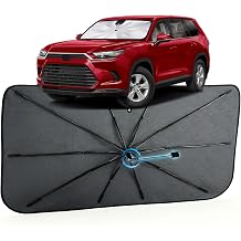 Car Windshield Sun Shade for Toyota Grand Highlander 2024-2026 [Reflective Coated Fabric] Sunshade Umbrella for Front Window, Car Shades Sun Visor Keep Car Cool and Protects Interior, 11 Exact Fit
