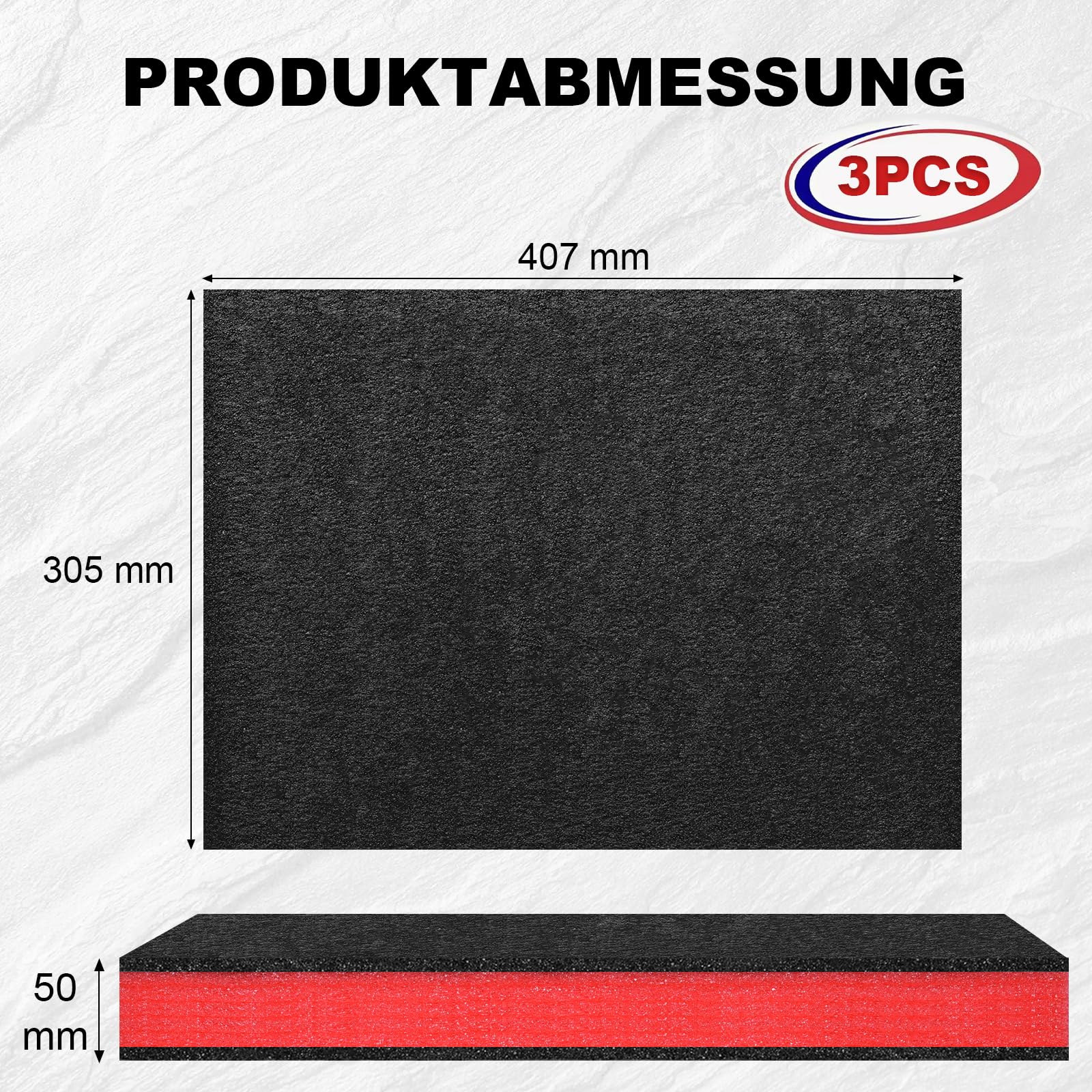 Schaumstoff Zuschnitt 3 Stück, 407 x 305 x 50mm Polyethylenschaumstoff Schaumstoffeinlage Werkzeug Shadow Foam, Schaumstoff Werkzeugeinlage Kamerakoffer Werkzeugkoffer Schaumstoffplatte