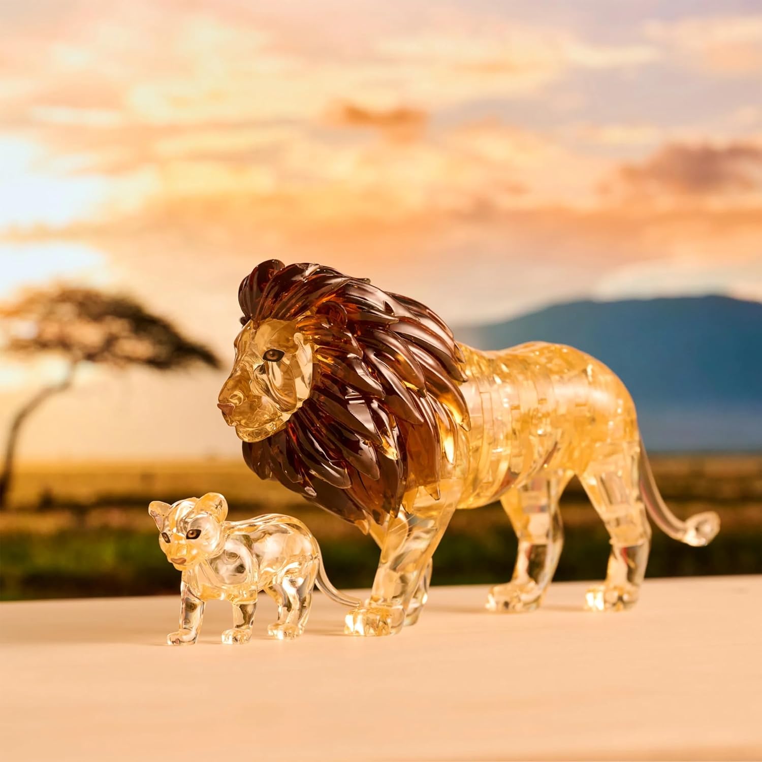 BePuzzled, Lion and Baby Original 3D Crystal Puzzle, Perfect for Puzzlers Ages 12 and Up, Challenging to Complete and Beautiful to Display, Collect Them All