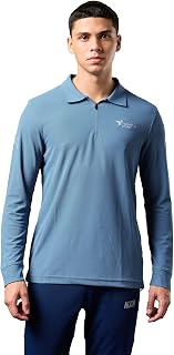 TECHNOSPORT Men Polyester Slim Fit Full Sleeve Solid Polo T-Shirt for Gym, Workout, Sports and Regular Use with SPF50+ and... Price In India