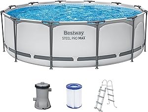 Bestway® Steel Pro MAX™ Aufstellpool-Set mit Filterpumpe Ø 366 x 100 cm, lichtgrau, rund