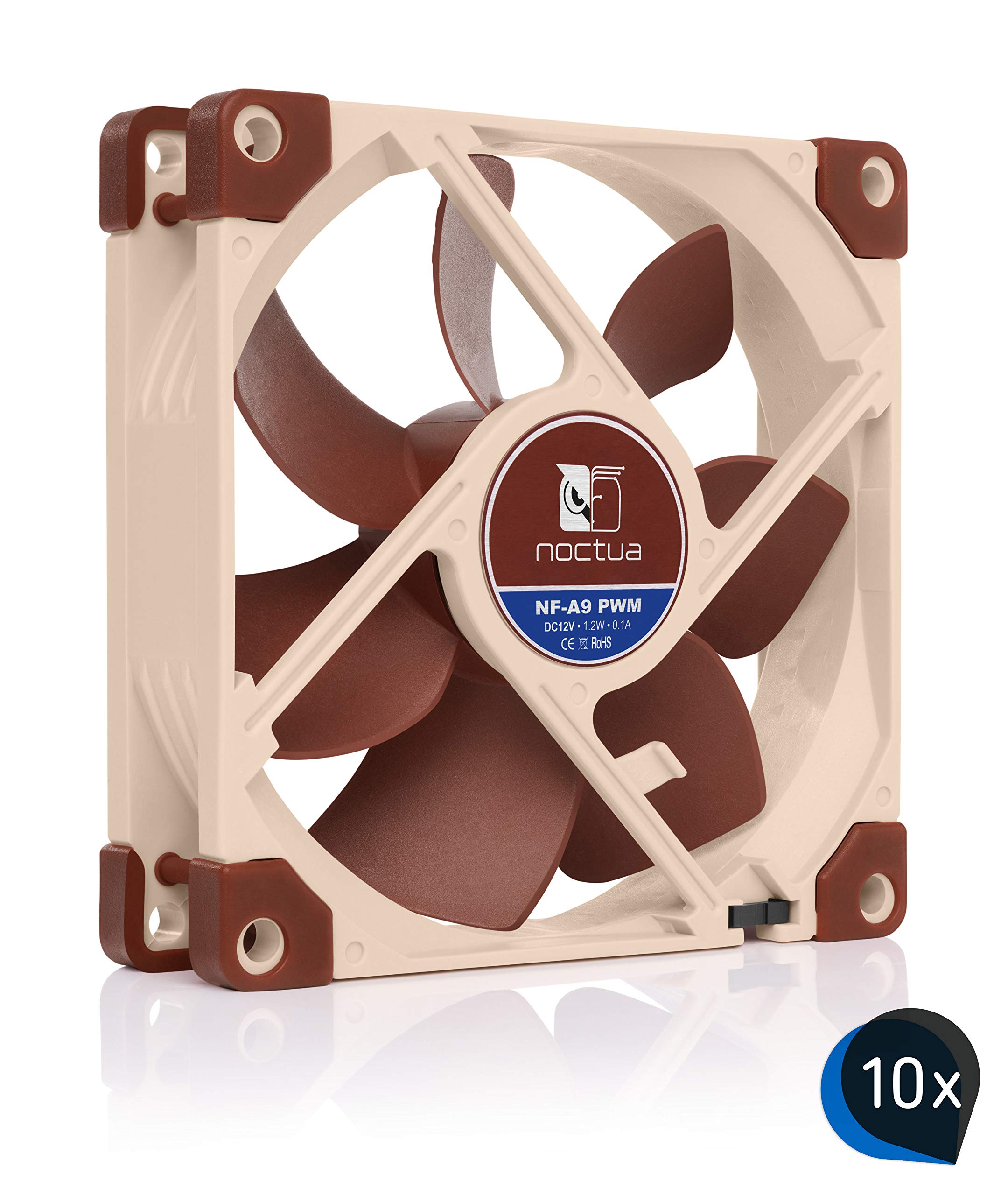 Noctua Paquet : 10x NF-A9 PWM, Ventilateur Silencieux Haut de Gamme, 4 Broches (92 mm, Marron)