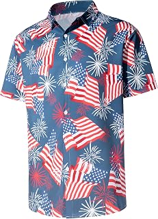 Men's Casual Button Down Shirts Regular Fit Short Sleeve Hawaiian Shirt for Men