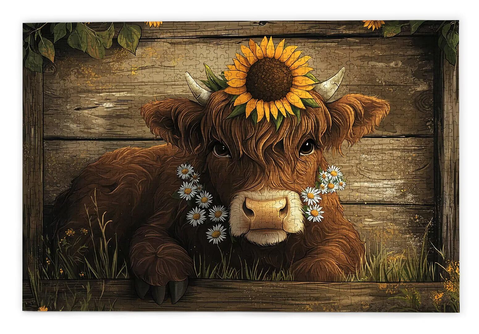 Puzzle 2000 elementów dla dorosłych, wół, 2000 elementów, z pudełkiem na prezent, drewniane puzzle dla dorosłych z naturalnym drewnem, prezenty dla kobiet, mężczyzn, duże drewniane puzzle do dekoracji