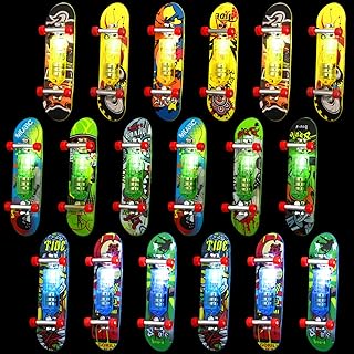 18 Pcs Mini Finger Skateboards Light up LED Finger Toys Novelty Glowing Skateboard Toys Fingerboard Decorations LED Finger...
