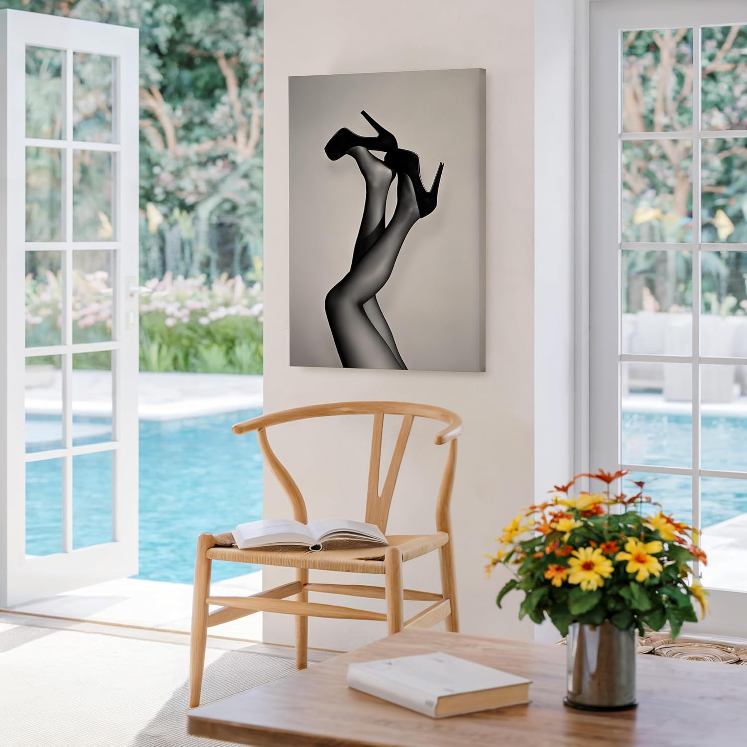 Poster Master Lady in Heels Canvas - Woman's Legs Print - Fashion & Shoes Art - Black & White Photography - Modern Art - Great Living Room or Bedroom Wall Decor - 8x10 STRETCHED Canvas