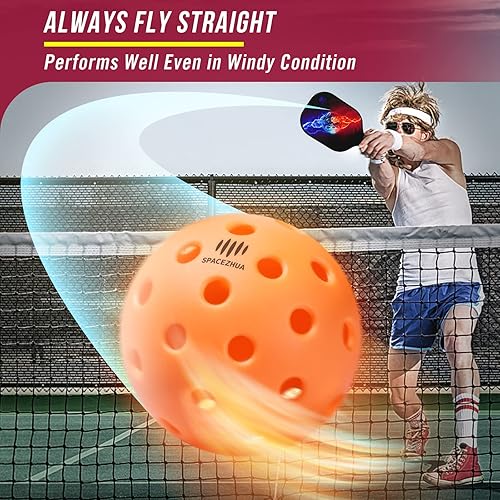 Miniatura 5 de SPACEZHUA Juego de equipos de pickleball aprobados por USAPA, bolas de pickleball profesionales de 2640 agujeros, 6, 10, 15 unidades, palas de