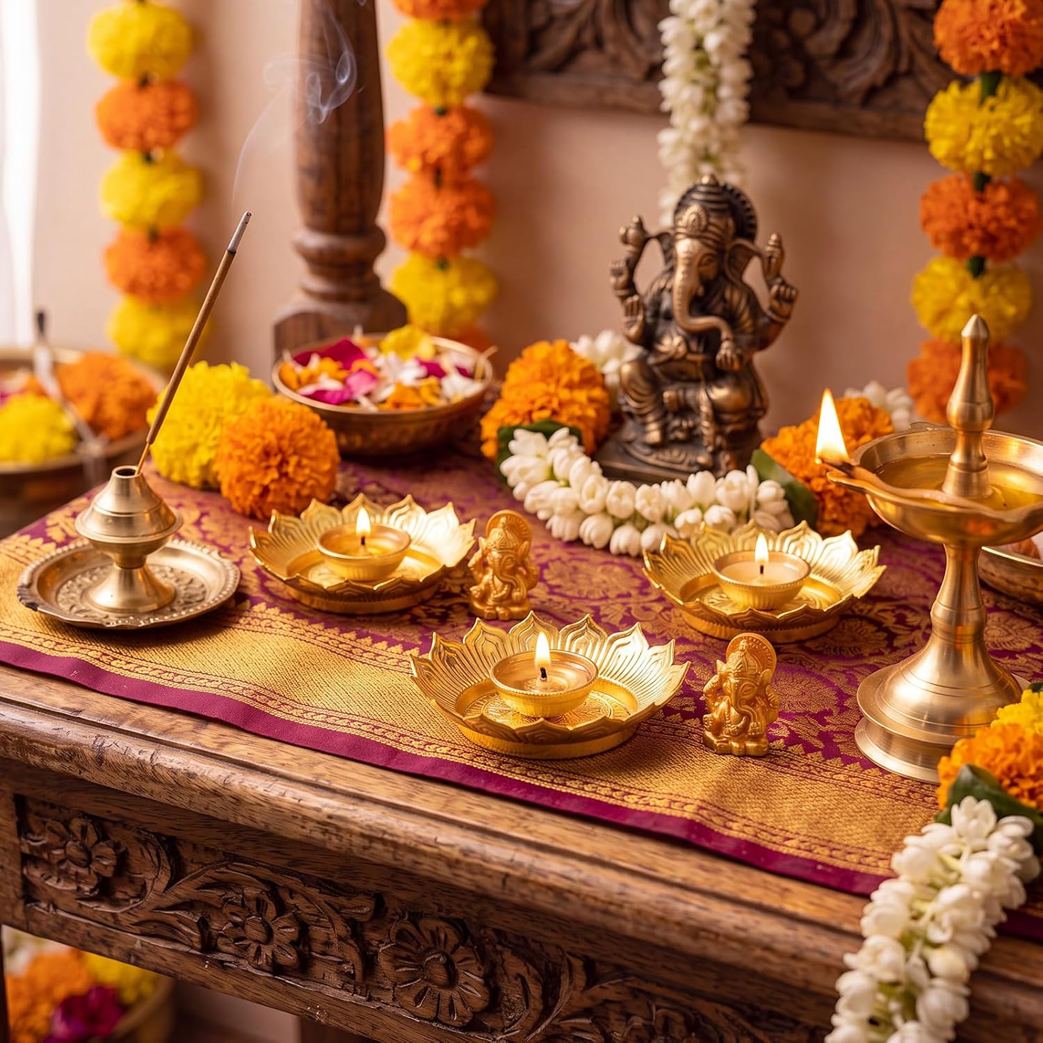 20 Sets Indian Return Gifts for Pooja Lotus Nakshi Plate