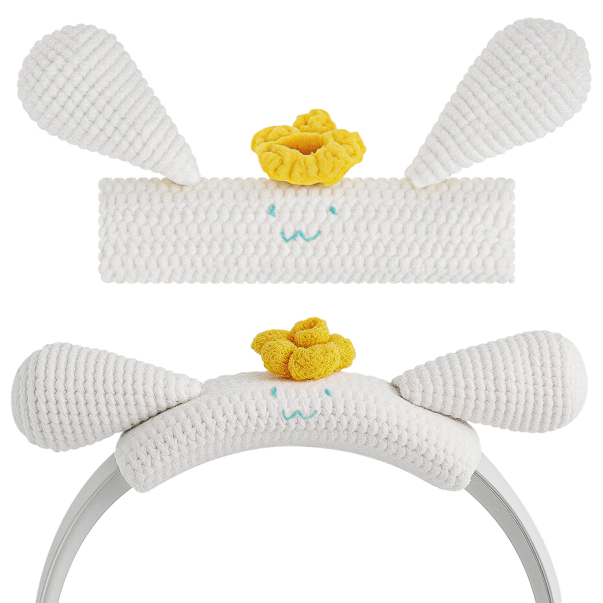 Geekria Knit Fabric Headband Cover Compatible with Bose QC45, QC35 II, Sony 1000XM4, Beats Solo4, Studio3, JBL Tune 720BT Headphones, Easy DIY Installation (White)