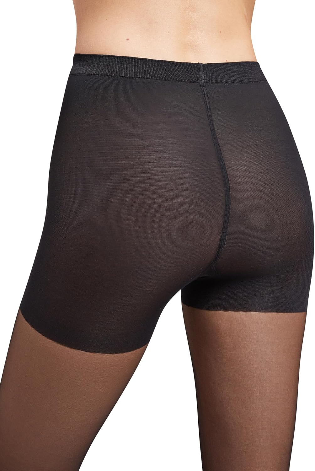 Wolford Individual 10 Control Top Tights For Women Sheer Support Pantyhose Waist Sculpting Cotton Gusset Soft Waistband - Image 4