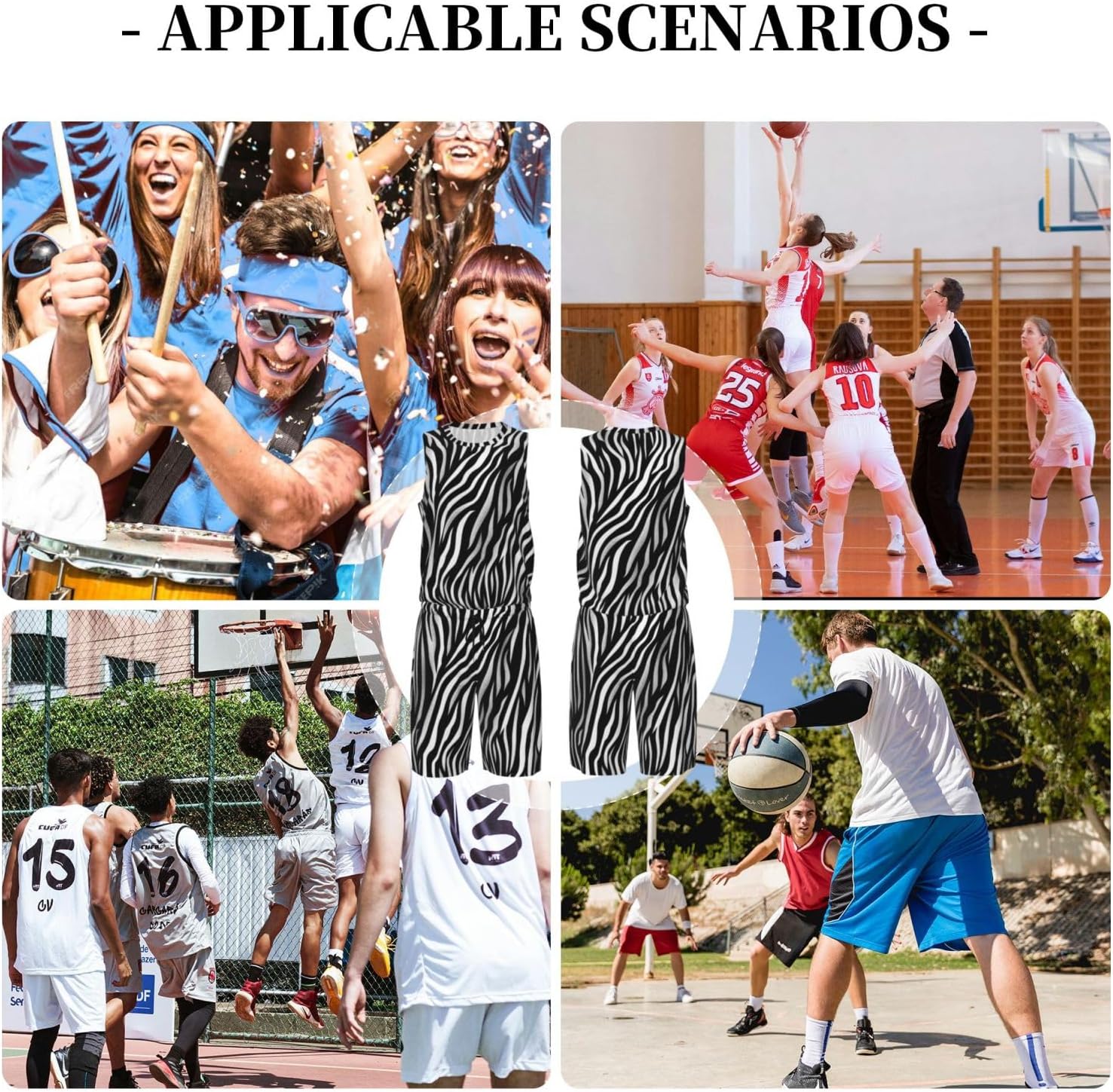 Mens Basketball Jerseys Zebra Print Uniform Suit Mesh Sports Jersey Outfits T-Shirt and Short Sets Black