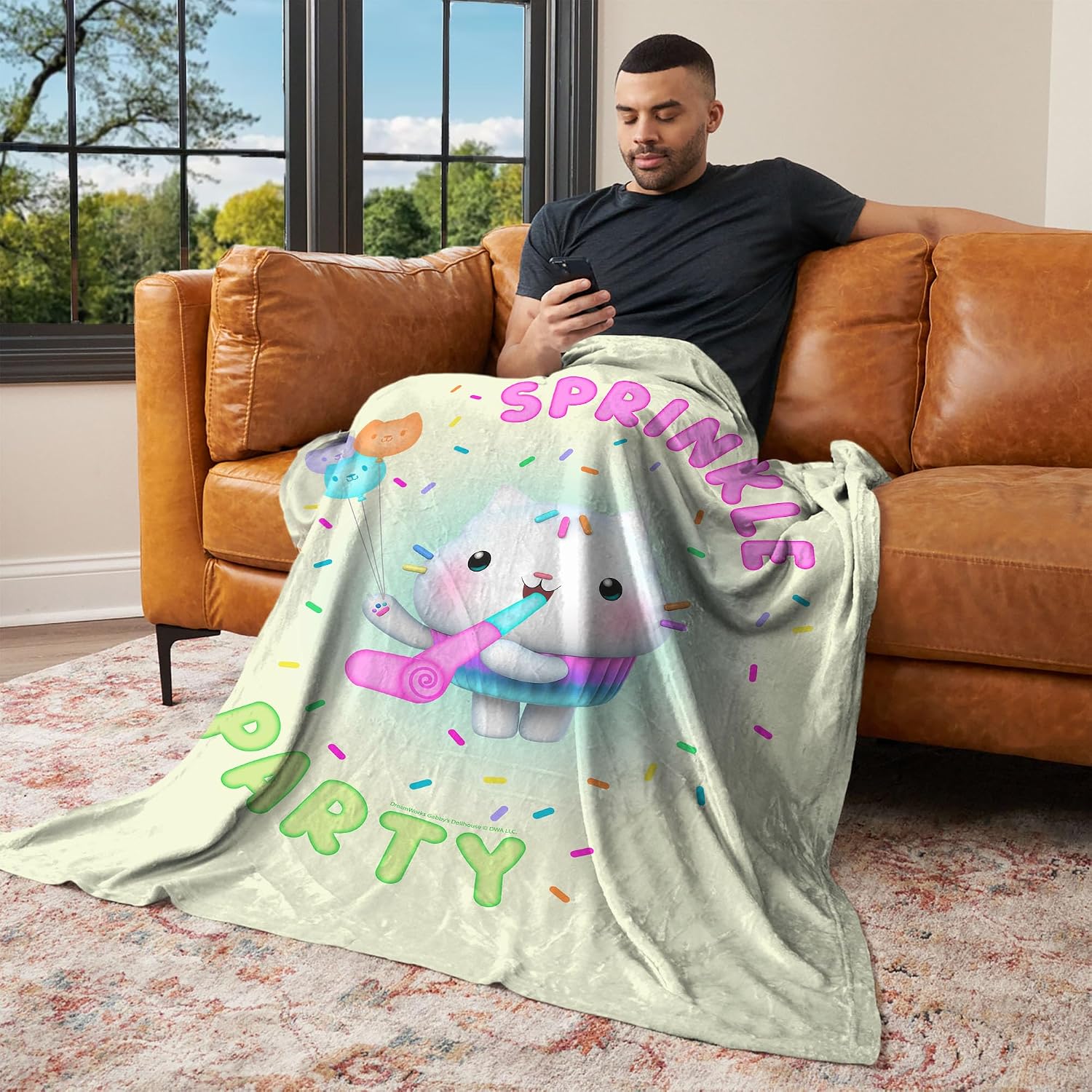 Northwest Universal Gabby's Dollhouse Sprinkle Party Silk Touch Throw Blanket, 50x60 inches