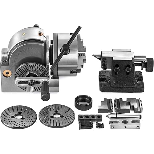 SHZOND Dividing Head Set 3 Jaw Lathe Chuck Dividing Head 5 Inch with Tailstock Dividing Plates for Milling Machine (5 inch dividing head)