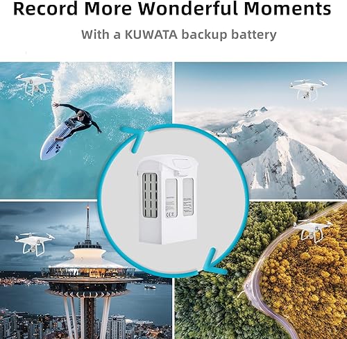 Miniatura 6 de KUWATA Paquete de 2 baterías de repuesto Phantom 4, batería de vuelo inteligente para DJI Phantom 4 Series con 5870 mAh de alta capacidad y 30