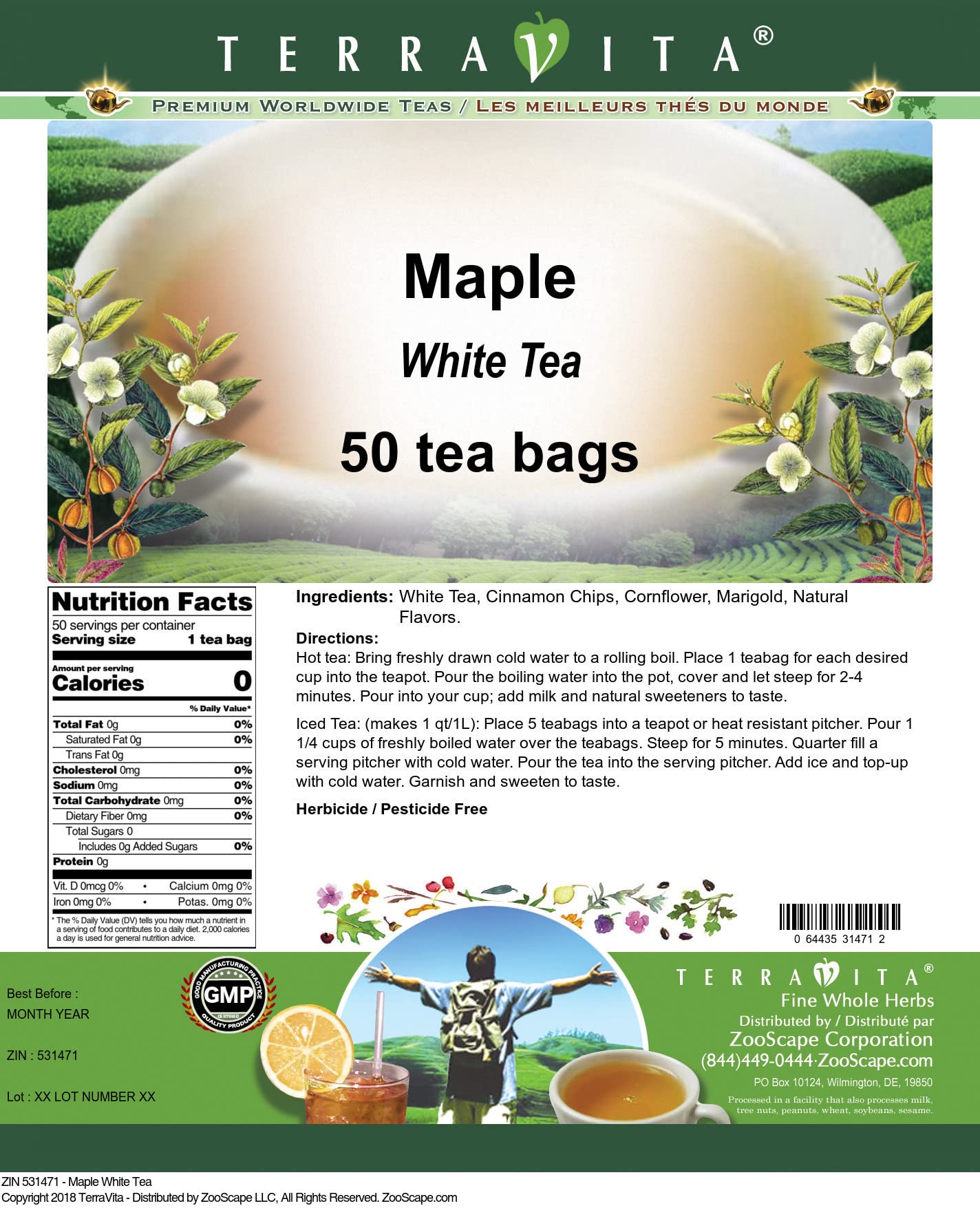 Amazon.com : Maple White Tea (50 tea bags, ZIN: 531471) : Grocery