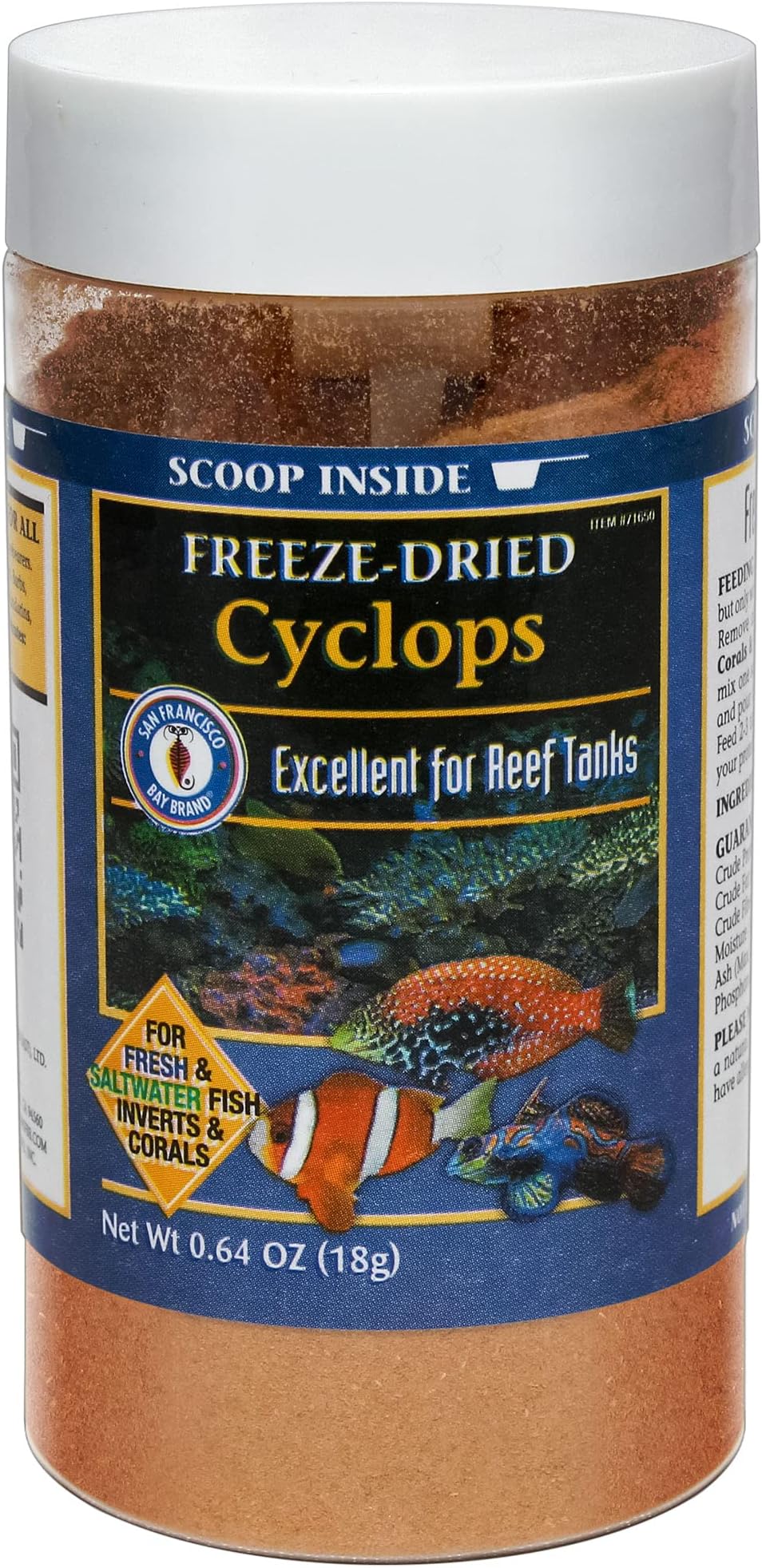 San Francisco Bay Brand Freeze-Dried Cyclops Fish Food for Reef Tanks & Invertebrates, Protein-Rich - 0.64oz (18g)