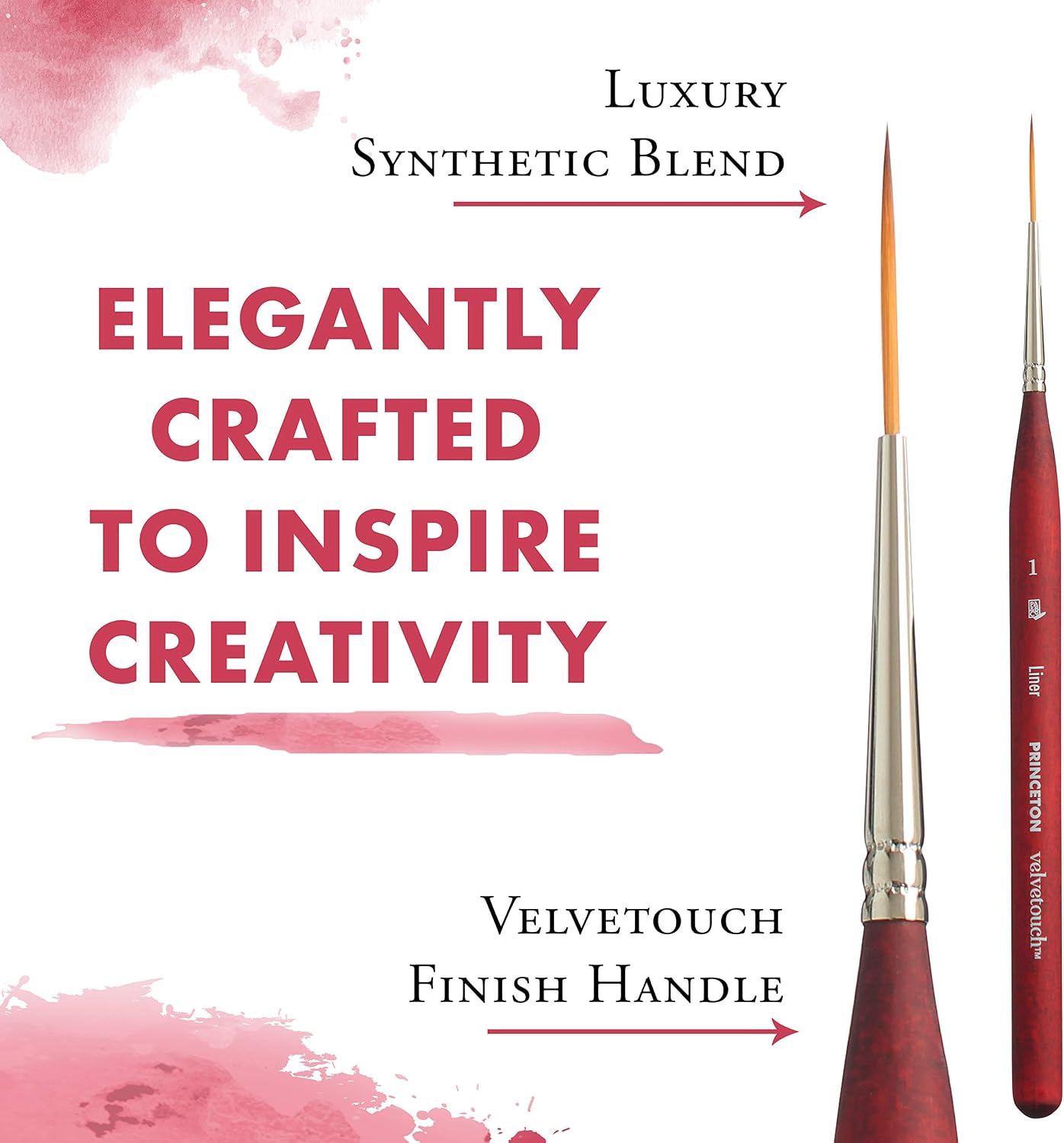 Princeton Velvetouch Mini Liner Brush, Synthetic, Short Handle, Size 1, 1 Count