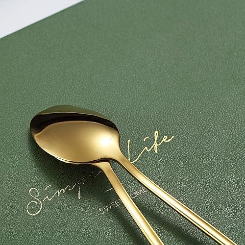 Miniatura 6 de Kyraton - Cucharas de té helado doradas, cuchara mezcladora de acero inoxidable de 7.5 pulgadas de largo con chapado en titanio dorado, cucharas de