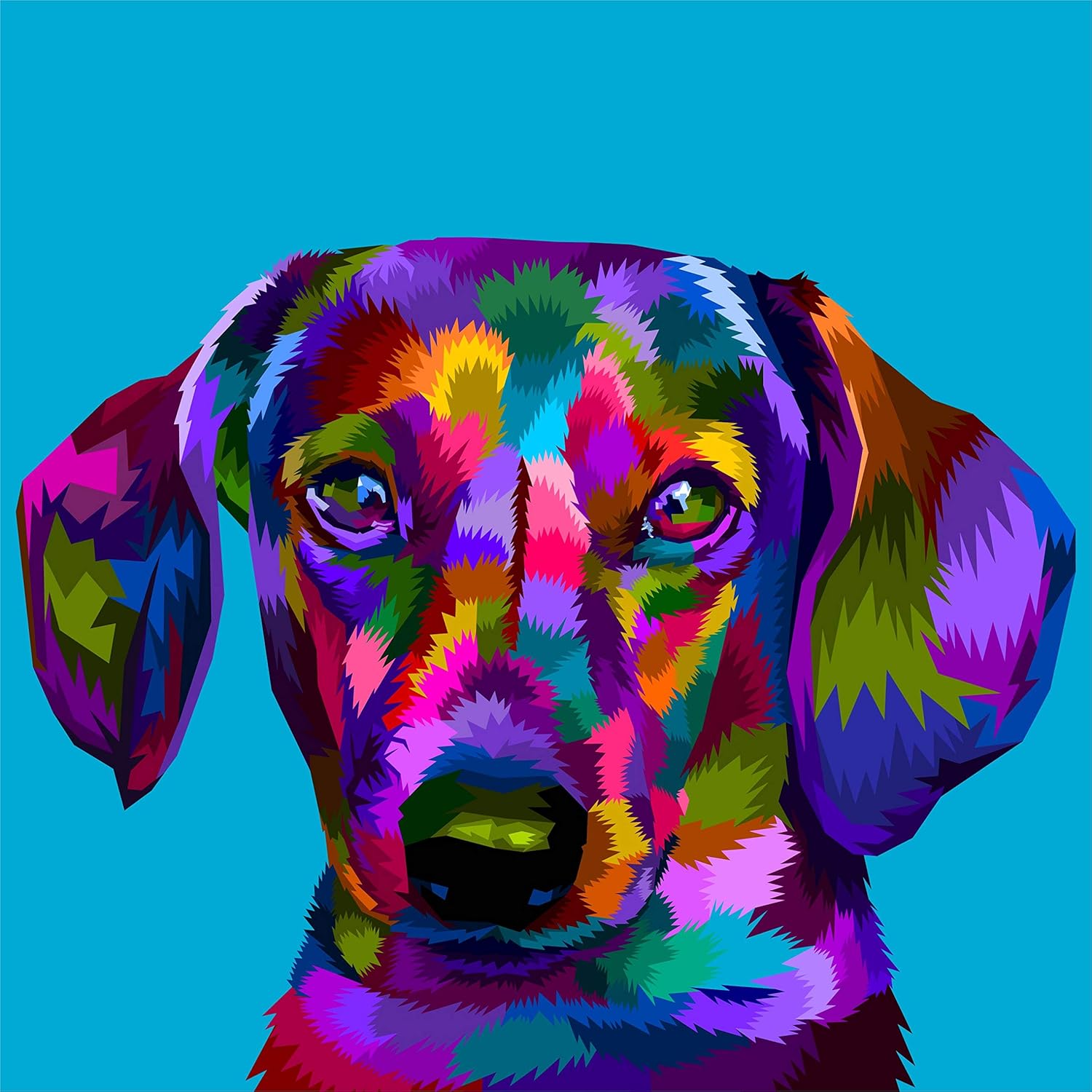 Amazon Com Ezposterprints Dog Posters Cubism Colorful Cute Dogs Poster Printing Wall Art Print For Home Office Decor Colorful Dog 13 16x16 Inches Posters Prints