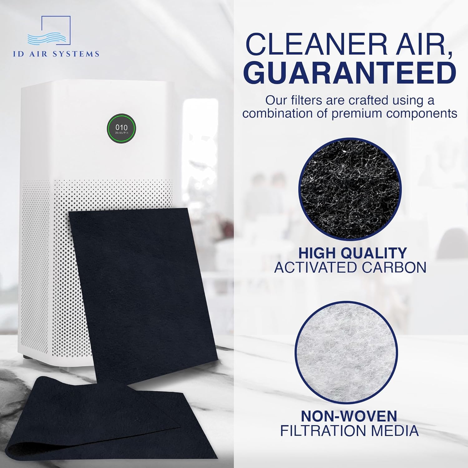 Cut To Fit Air Filter - Carbon Pad Pre Filter for Air Purifiers, AC, Furnace, Trash Cans and Dust, 1/6" thick, 16" x 48" Sheets (2-pack)