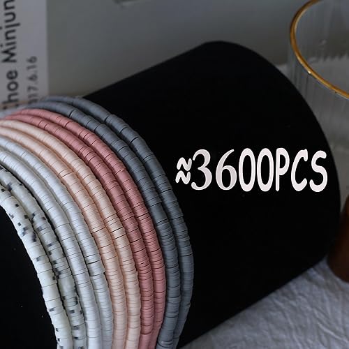 Miniatura 2 de 10 hebras de cuentas de arcilla para hacer pulseras, 3600 cuentas de arcilla polimérica, cuentas Heishi planas, redondas, coloridas, hechas a mano,