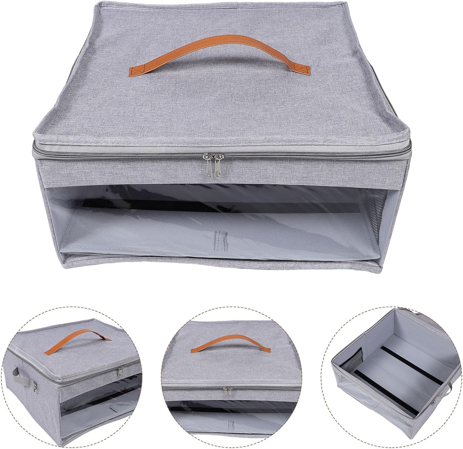 Hat Storage Organizer Box with Lid 42x42x20cm Portable Wide Brim Cap Storage Case for Travel and Closet Use