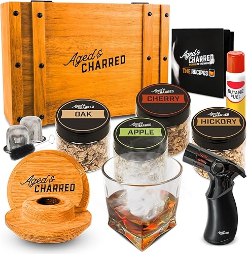 Kit de ahumador de cóctel con antorcha y virutas de madera edición premium para whisky bourbon y más ahumador de bebidas hecho de 100 roble kit de