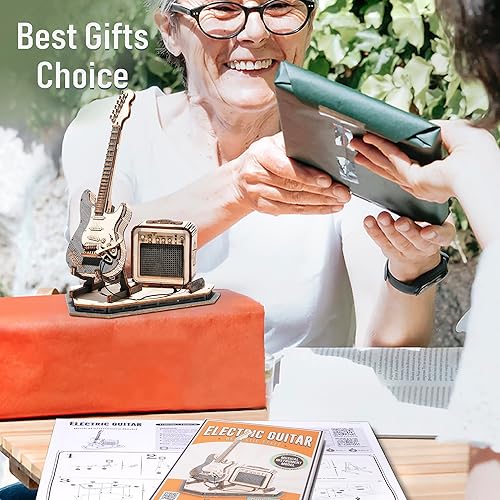 Miniatura 5 de ROBOTIME Rompecabezas 3D para niños, kits de manualidades de madera, kit de guitarra modelo DIY para construir rompecabezas de cerebro, juguete