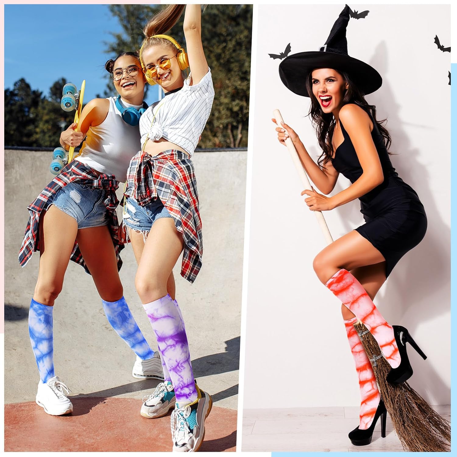 Ramede 8 Pairs Sports Tie Dye Tube Socks Gradient Color Unisex over the Calf Team Performance Socks for Youth and Adult (Bright Colors,Tie Dye) - Image 5