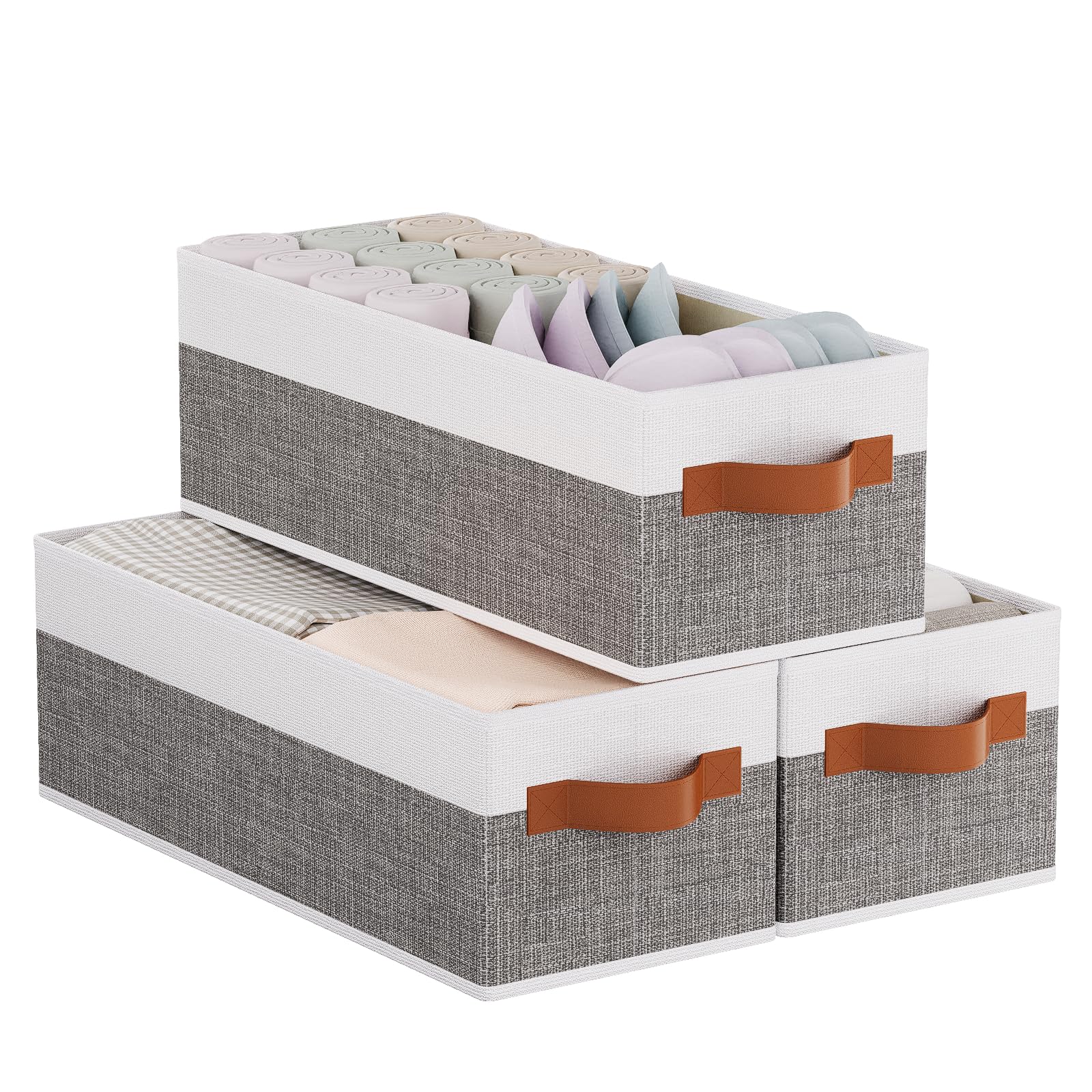 YheenLf Plegable Caja de Almacenamiento, Cestas Almacenaje en Blanco, Juego de 3 Cajas Organizadoras Armarios para Ser Utilizadas en La Cocina, Baño, 38×15.5×13 cm