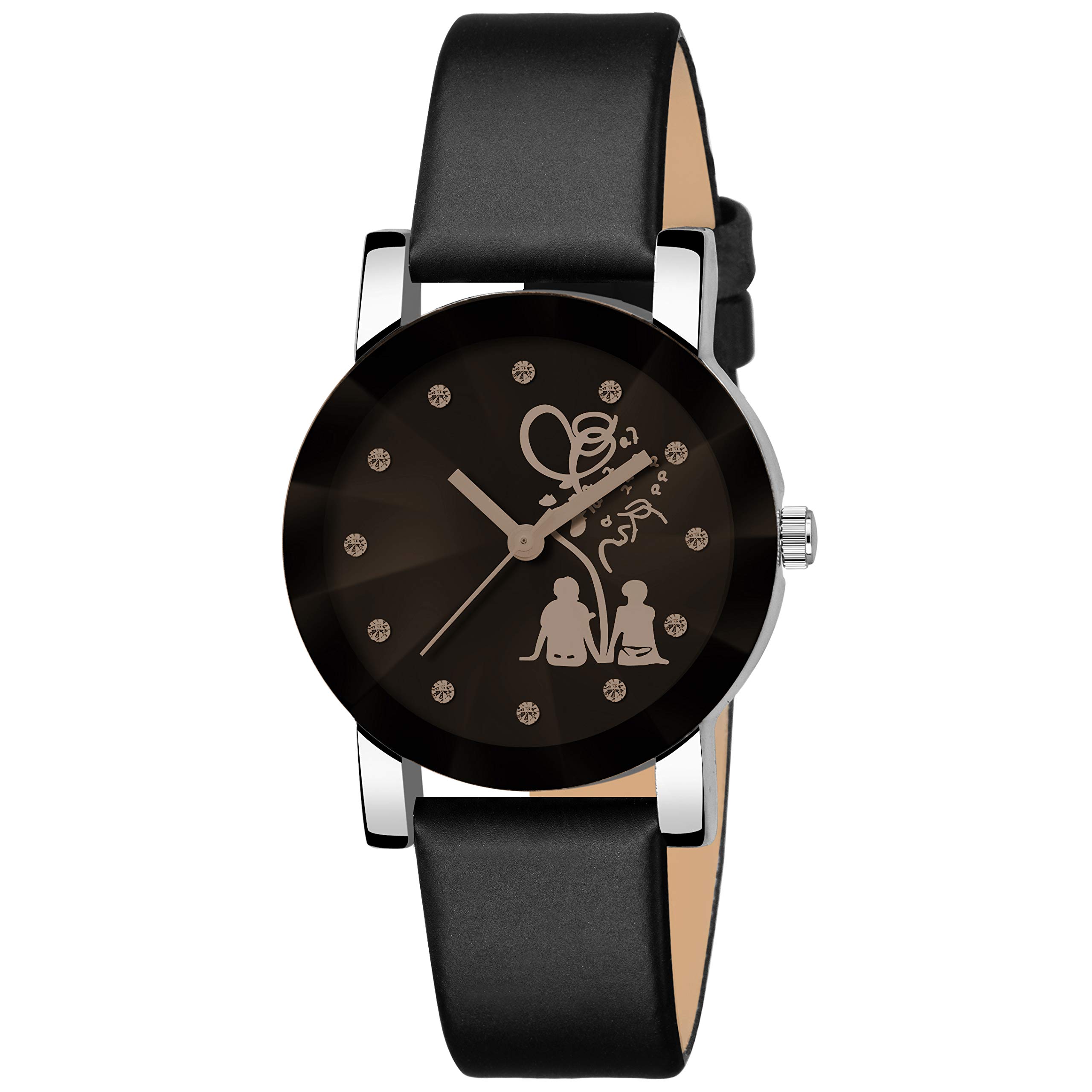FROZIL Analogue Black Diamond Studded Dial Leather Belt Watch for Girl (HK-513) (B085RB8KCW) Amazon Price History, Amazon Price Tracker