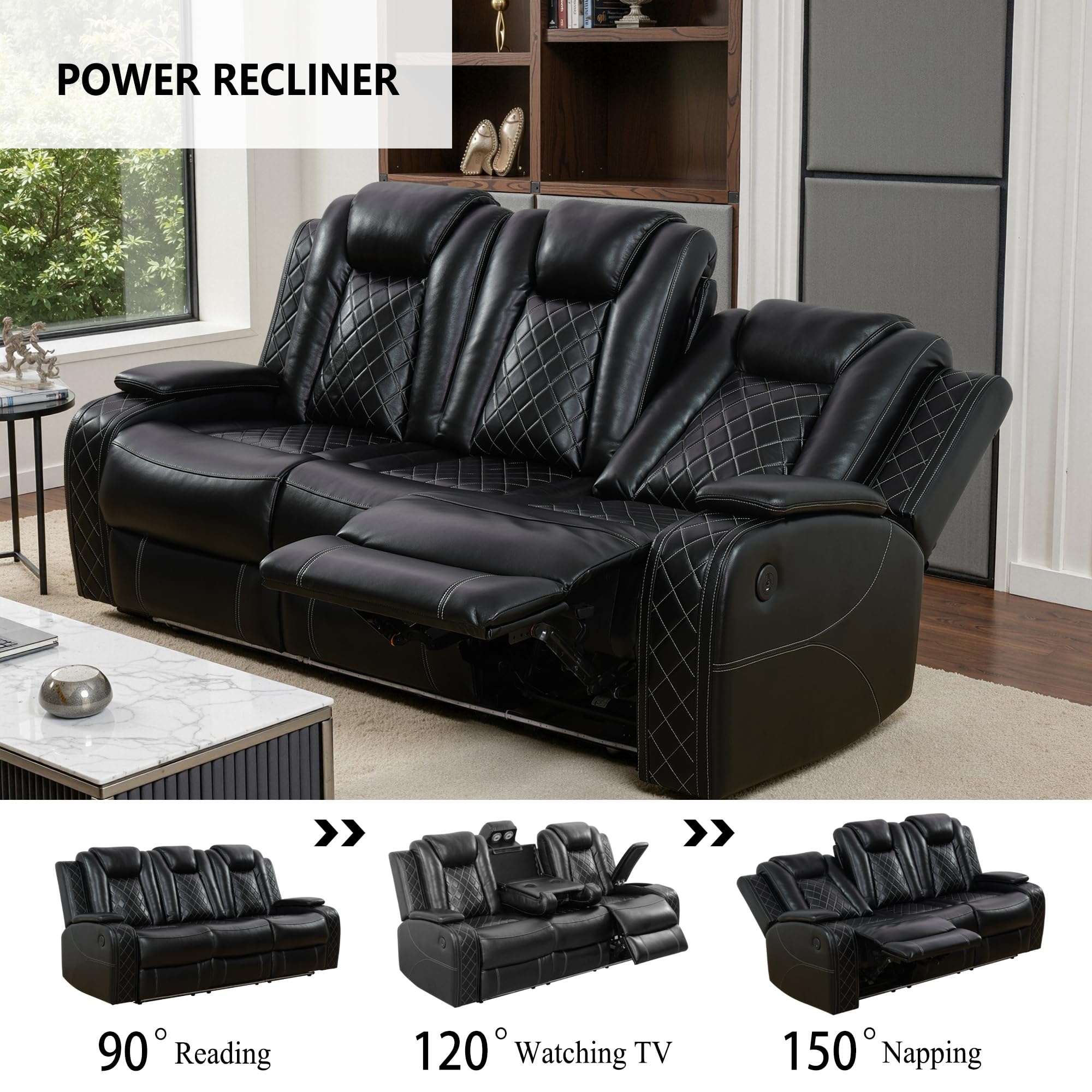 The Best Leather Sofa Set for 2026 2 Seruancielo Power Recliner Sofa Set, Breathing Leather Reclining Couch Set, 3 Pi — product photo
