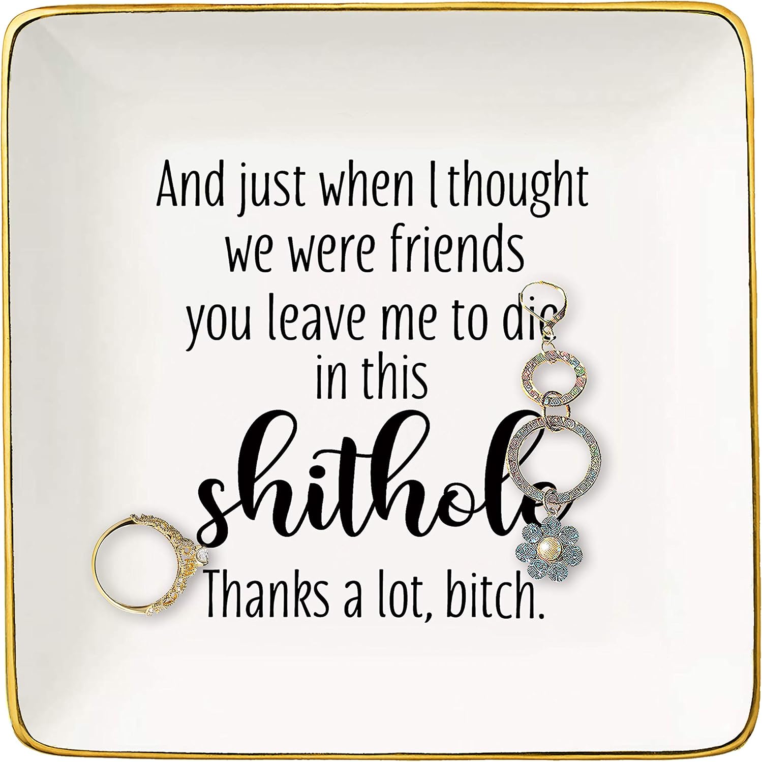 Topthink You Are My Favorite Ceramic Jewelry Holder Ring Dish Trinket Tray Funny Friendship Gift for Women - Gifts for Best Friends, BFF, Besties, Co-worker - Birthday, Christmas